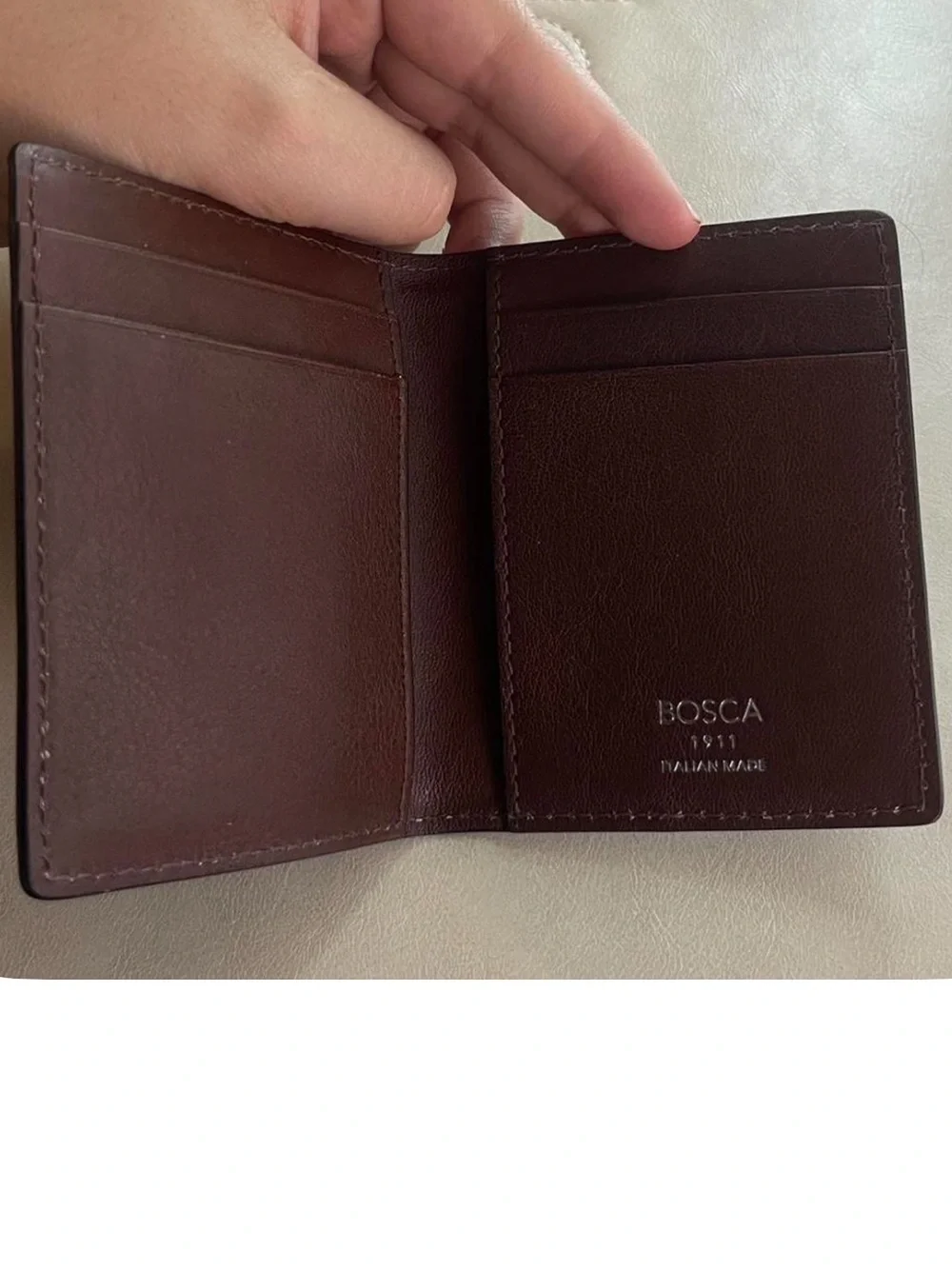 Bosca Dolce Deluxe Front Pocket Wallet in Chestnut Brown